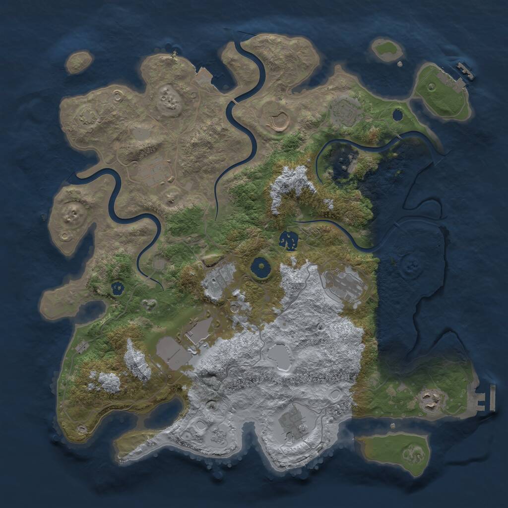 Rust Map: Procedural Map, Size: 3850, Seed: 218007074, 16 Monuments