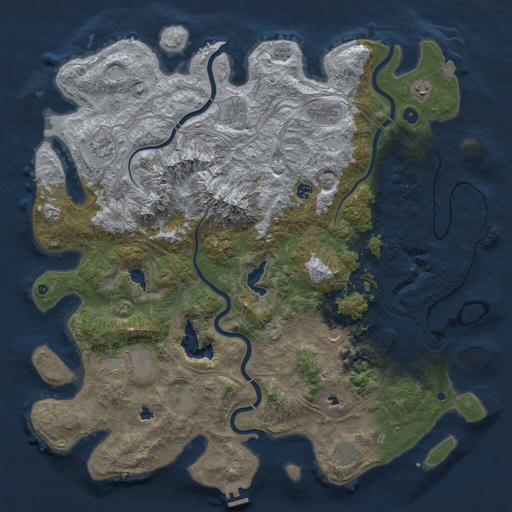 Rust Map: Procedural Map, Size: 5000, Seed: 664949958, 16 Monuments