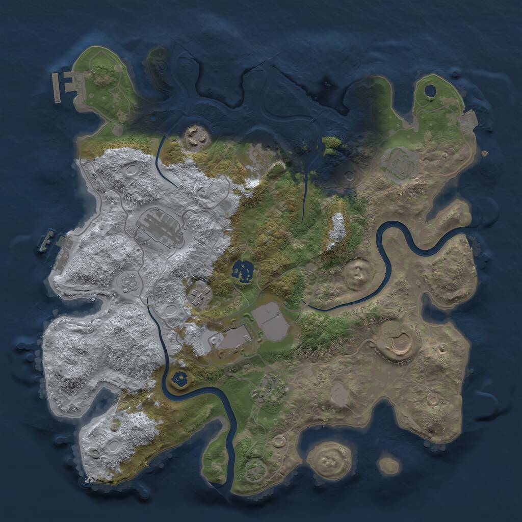Rust Map: Procedural Map, Size: 3500, Seed: 672407808, 15 Monuments