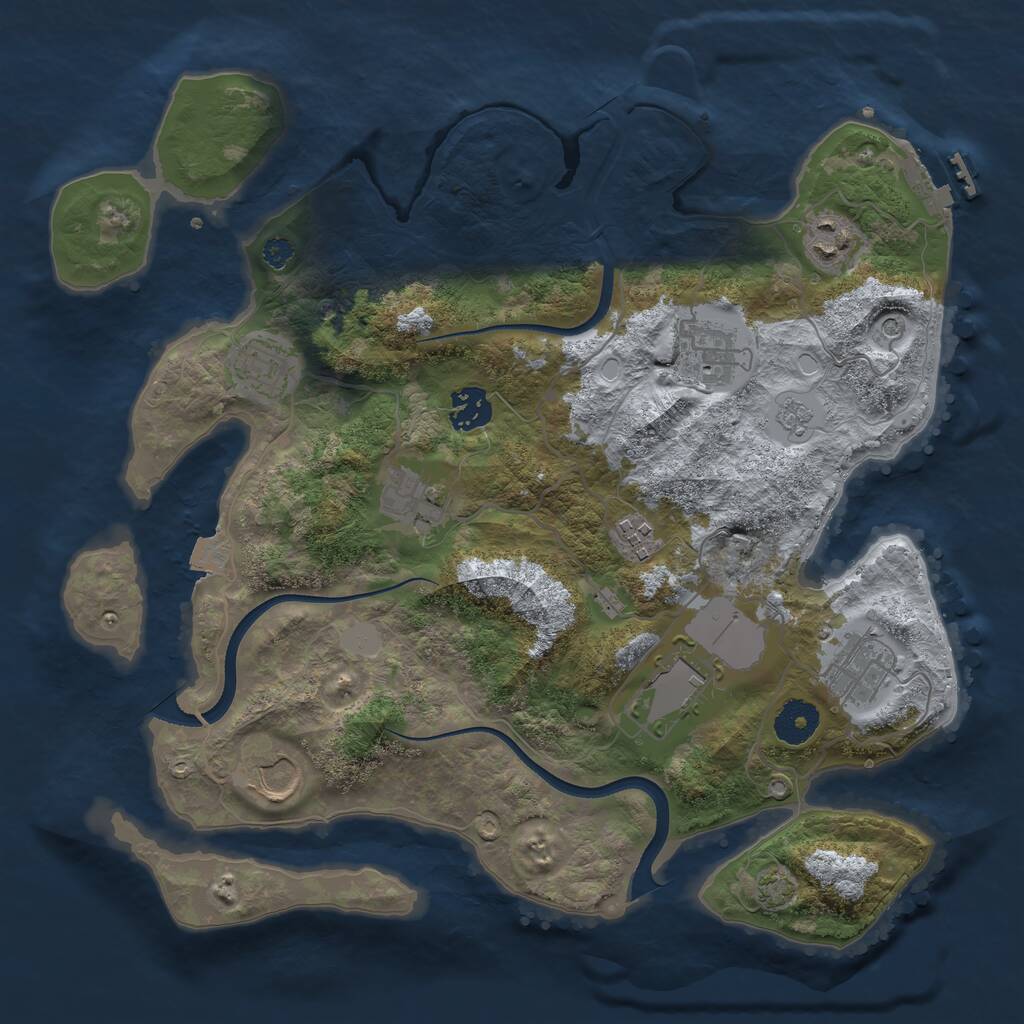 Rust Map: Procedural Map, Size: 3500, Seed: 1080551742, 14 Monuments