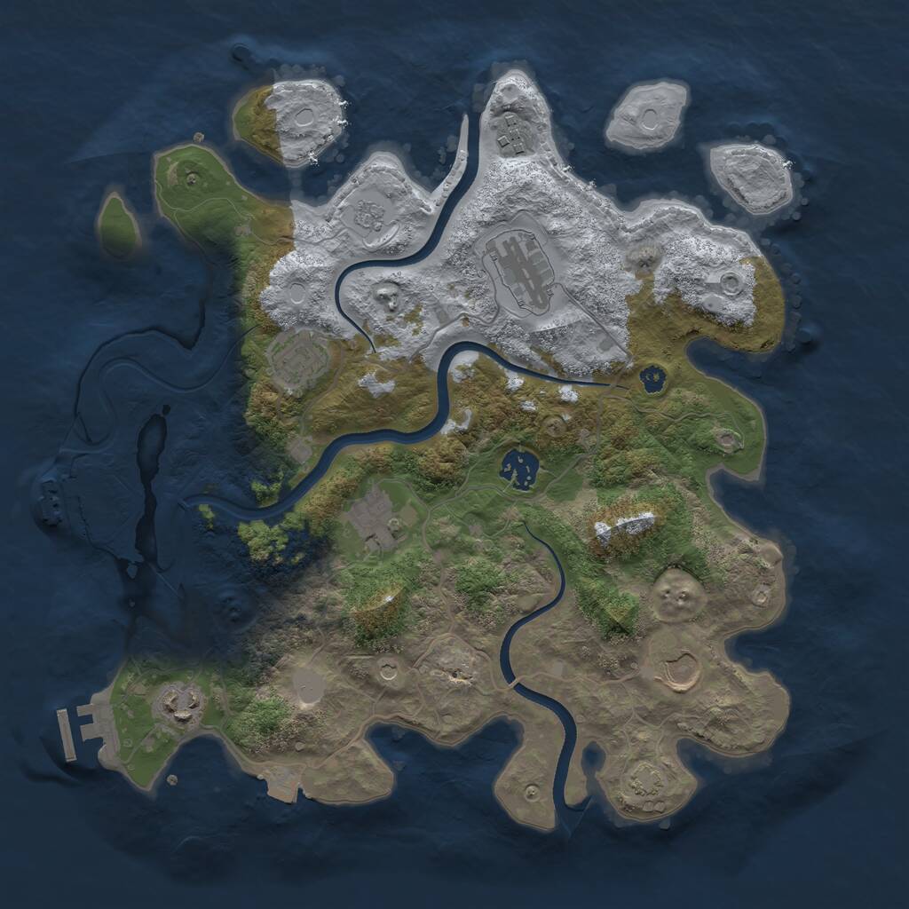 Rust Map: Procedural Map, Size: 3500, Seed: 306561498, 13 Monuments