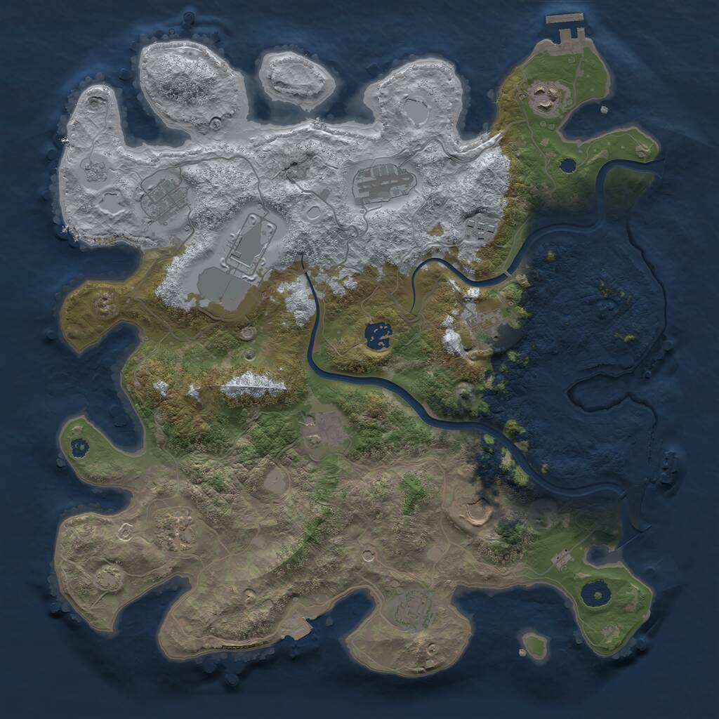 Rust Map: Procedural Map, Size: 3850, Seed: 664949958, 17 Monuments