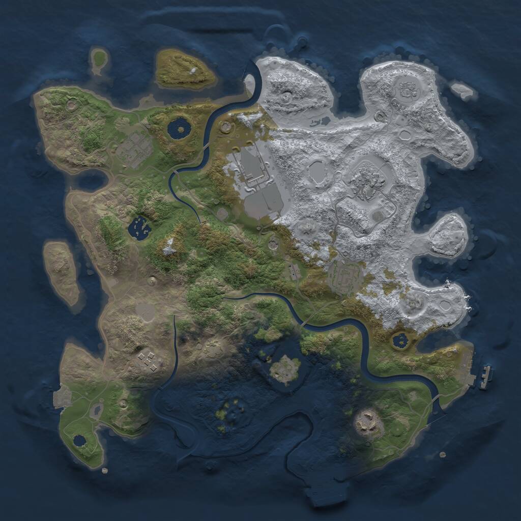 Rust Map: Procedural Map, Size: 3515, Seed: 7458, 14 Monuments