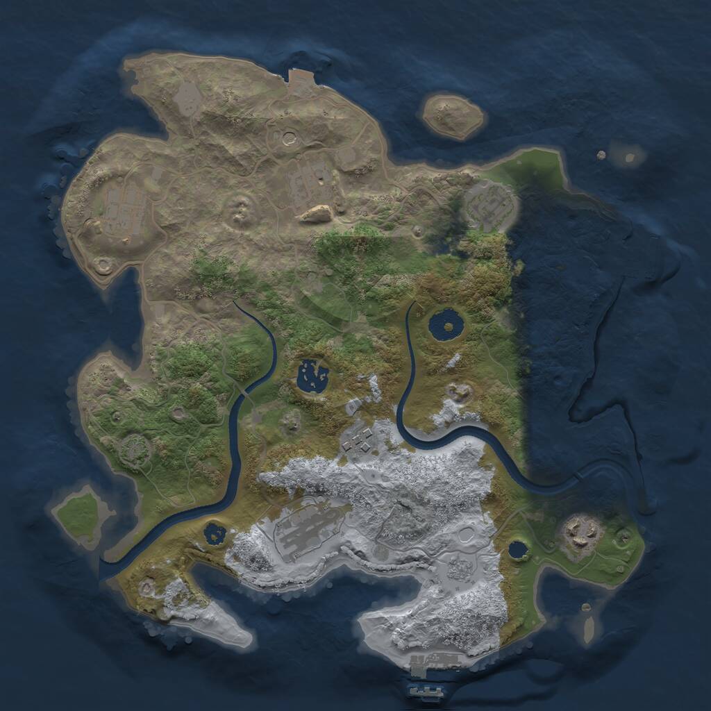 Rust Map: Procedural Map, Size: 3250, Seed: 166018230, 13 Monuments