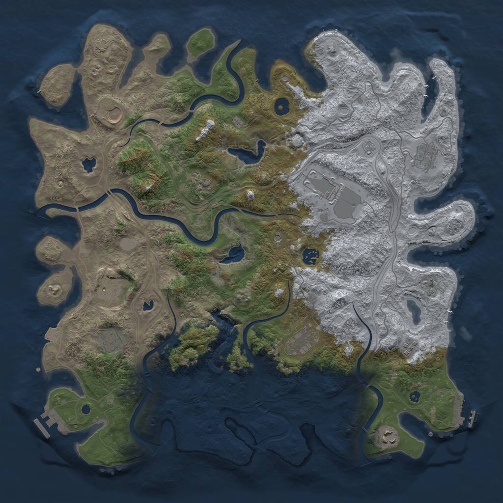 Rust Map: Procedural Map, Size: 4500, Seed: 1610256355, 16 Monuments