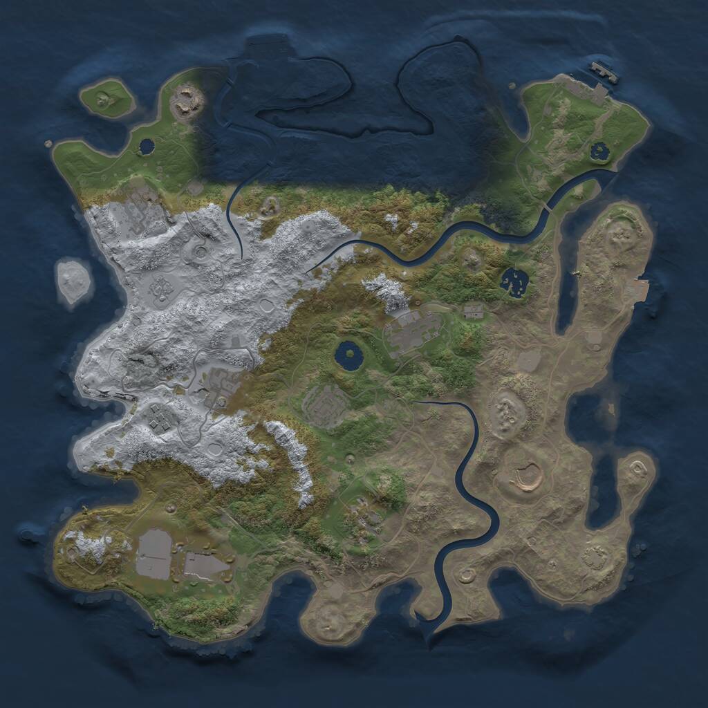 Rust Map: Procedural Map, Size: 3750, Seed: 405202388, 16 Monuments