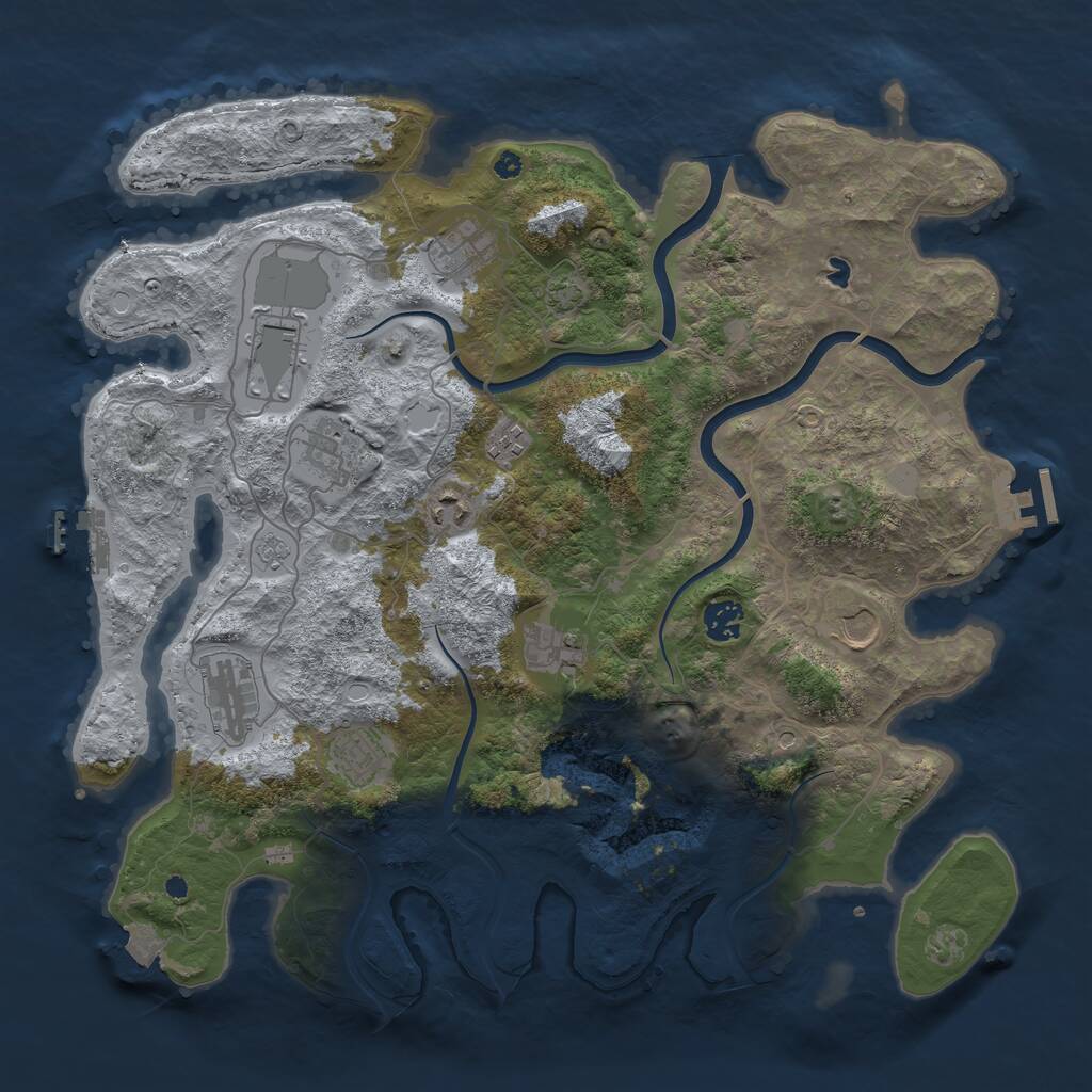 Rust Map: Procedural Map, Size: 4000, Seed: 83908859, 16 Monuments