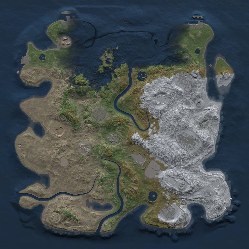 Rust Map: Procedural Map, Size: 3800, Seed: 2078036757, 15 Monuments