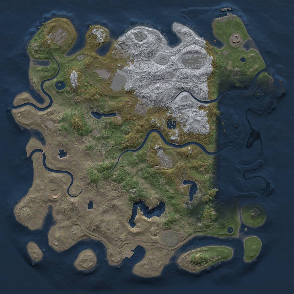 Rust Map: Procedural Map, Size: 4500, Seed: 784225028, 17 Monuments