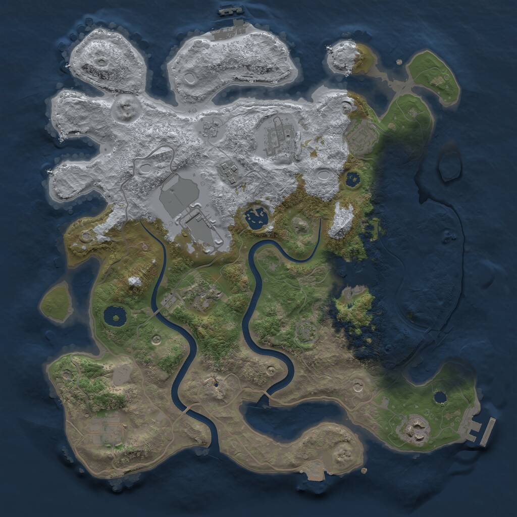 Rust Map: Procedural Map, Size: 3500, Seed: 1401728344, 15 Monuments