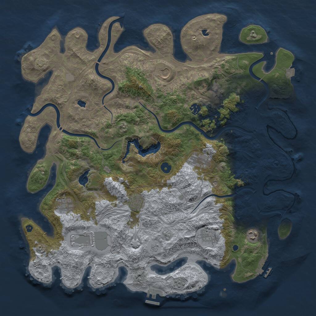 Rust Map: Procedural Map, Size: 4500, Seed: 1801201071, 16 Monuments