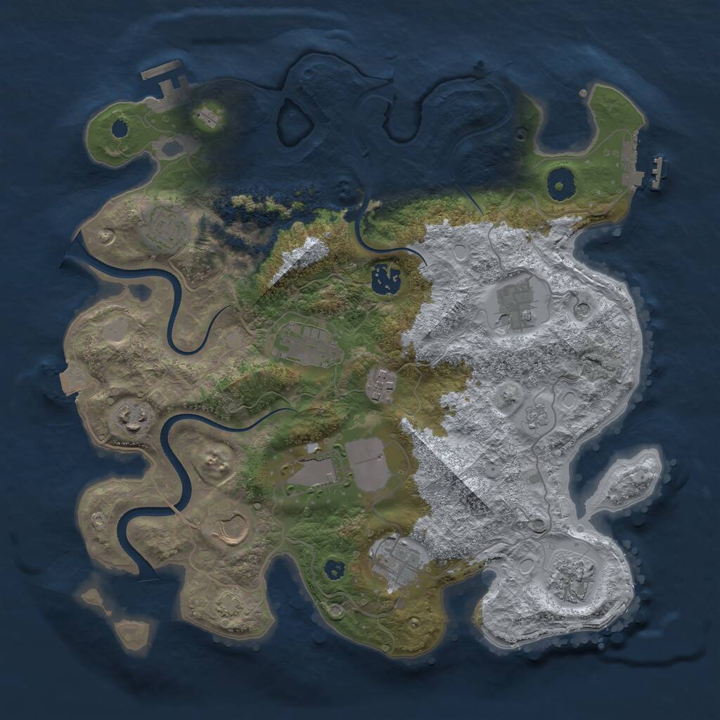 Rust Map: Procedural Map, Size: 3500, Seed: 716605517, 16 Monuments