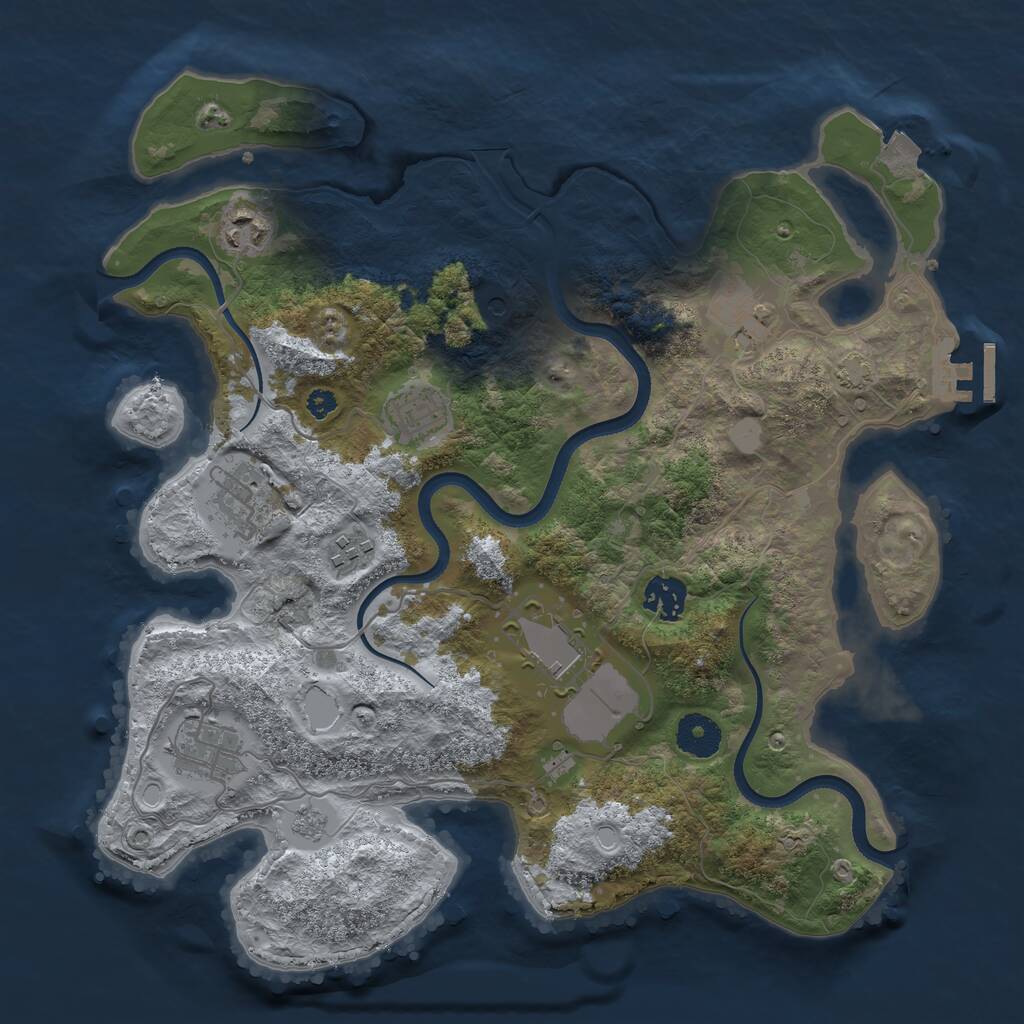 Rust Map: Procedural Map, Size: 3500, Seed: 350005738, 13 Monuments