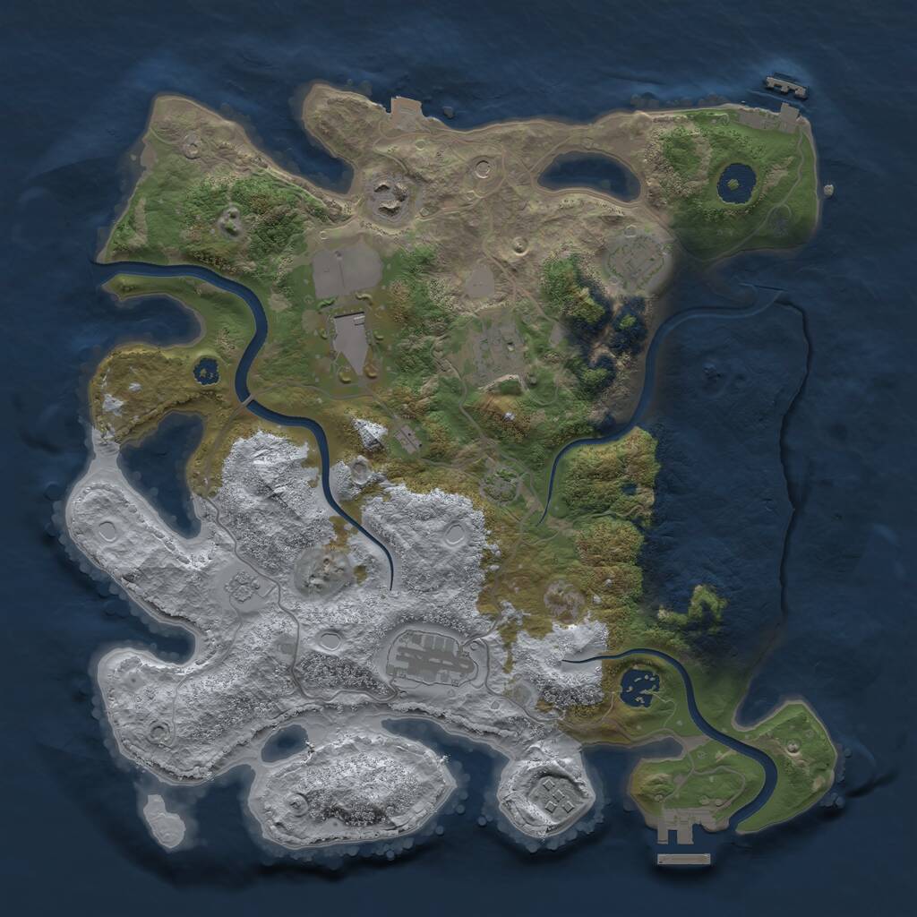 Rust Map: Procedural Map, Size: 3500, Seed: 2058762636, 13 Monuments