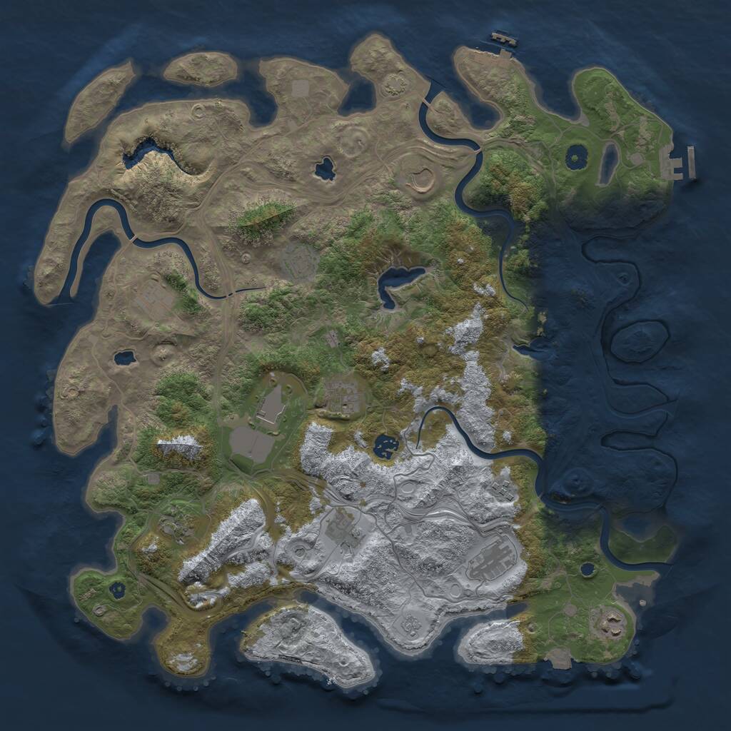 Rust Map: Procedural Map, Size: 4500, Seed: 1877970547, 17 Monuments