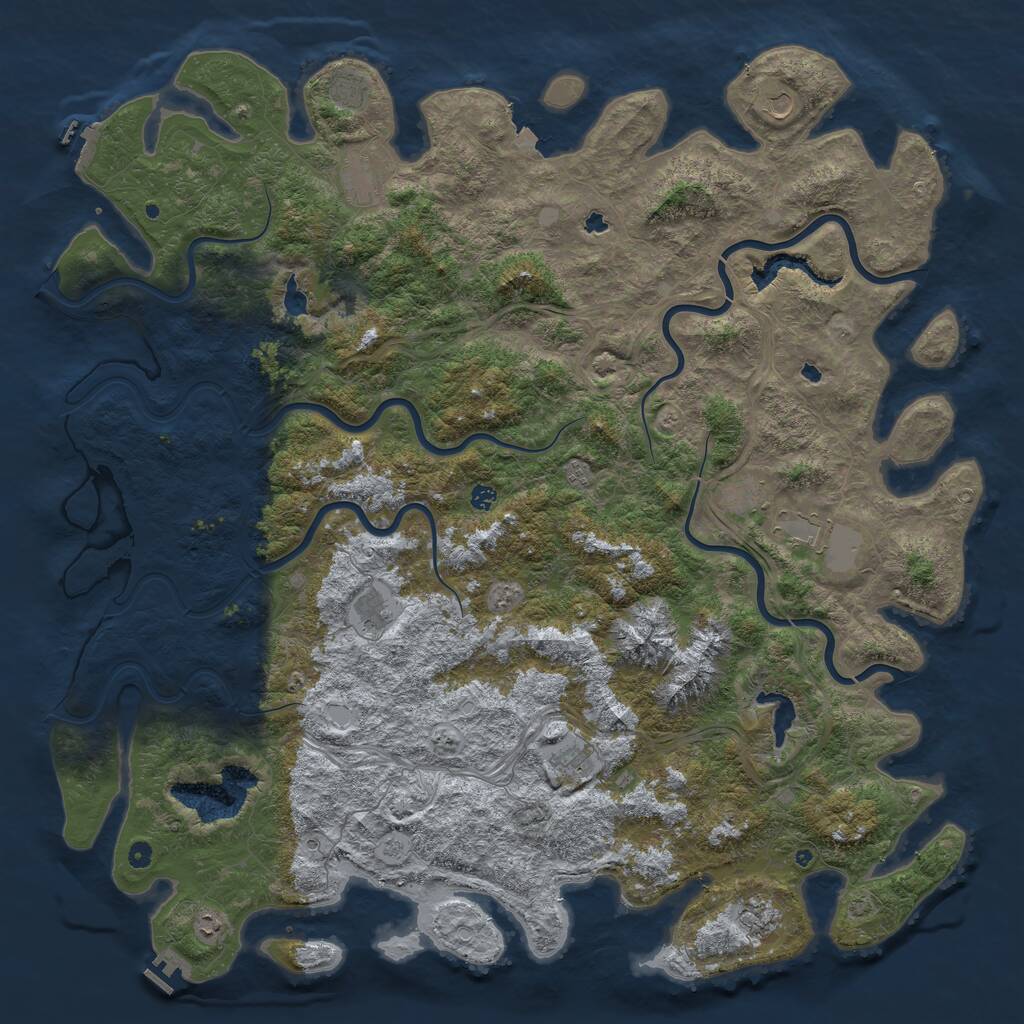 Rust Map: Procedural Map, Size: 6000, Seed: 2112309625, 17 Monuments