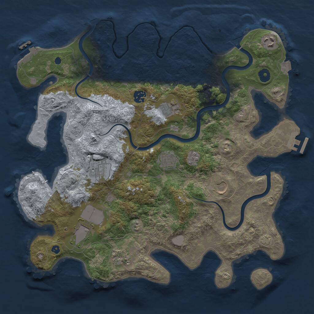 Rust Map: Procedural Map, Size: 3750, Seed: 297400415, 15 Monuments