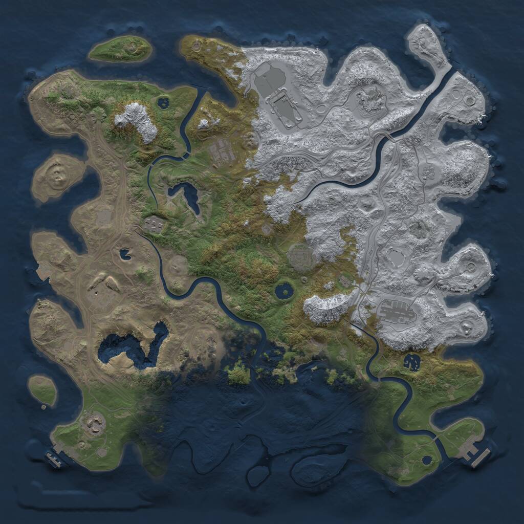 Rust Map: Procedural Map, Size: 4500, Seed: 560260, 16 Monuments