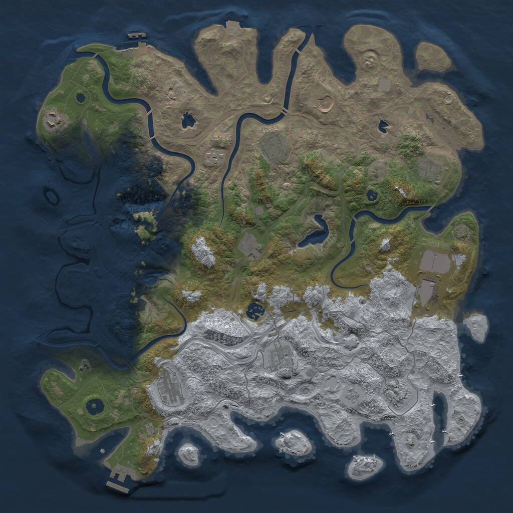 Rust Map: Procedural Map, Size: 4500, Seed: 490464661, 17 Monuments