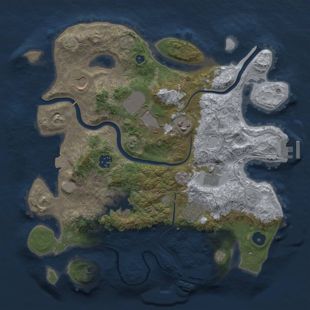 Rust Map: Procedural Map, Size: 3500, Seed: 1832724746, 14 Monuments