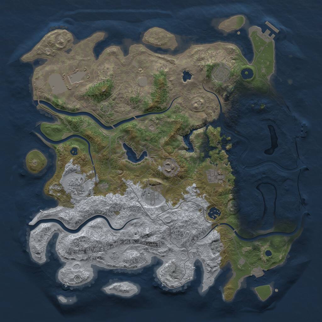 Rust Map: Procedural Map, Size: 4096, Seed: 1357147913, 14 Monuments