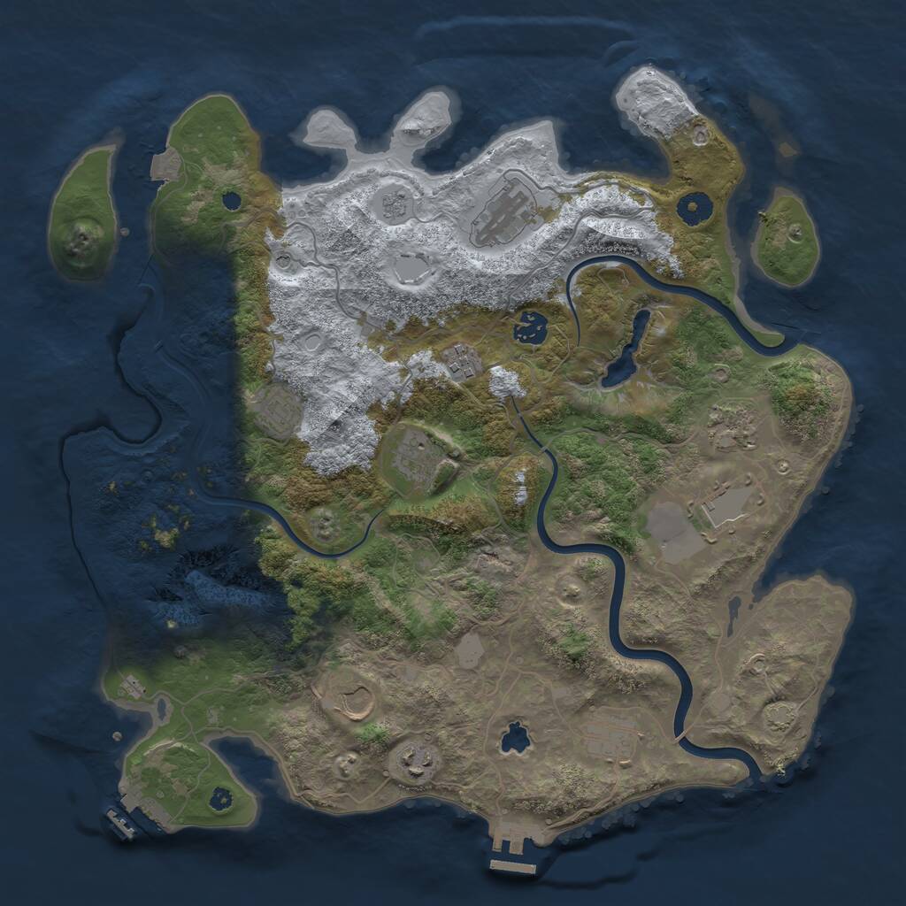 Rust Map: Procedural Map, Size: 4000, Seed: 45682, 16 Monuments