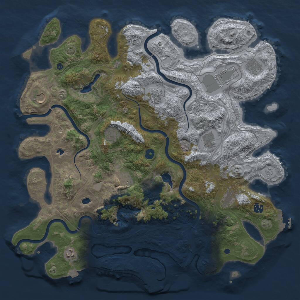 Rust Map: Procedural Map, Size: 4500, Seed: 841483123, 17 Monuments