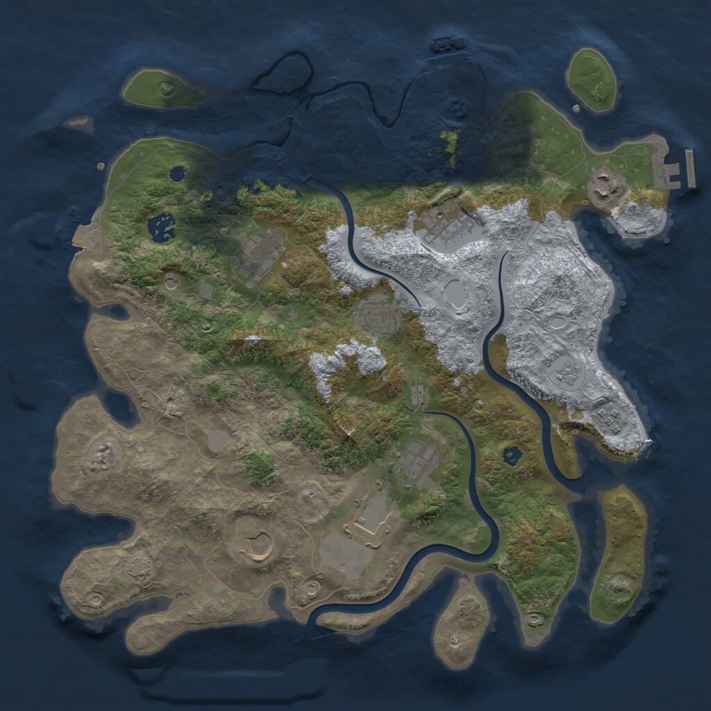 Rust Map: Procedural Map, Size: 3700, Seed: 967188481, 15 Monuments
