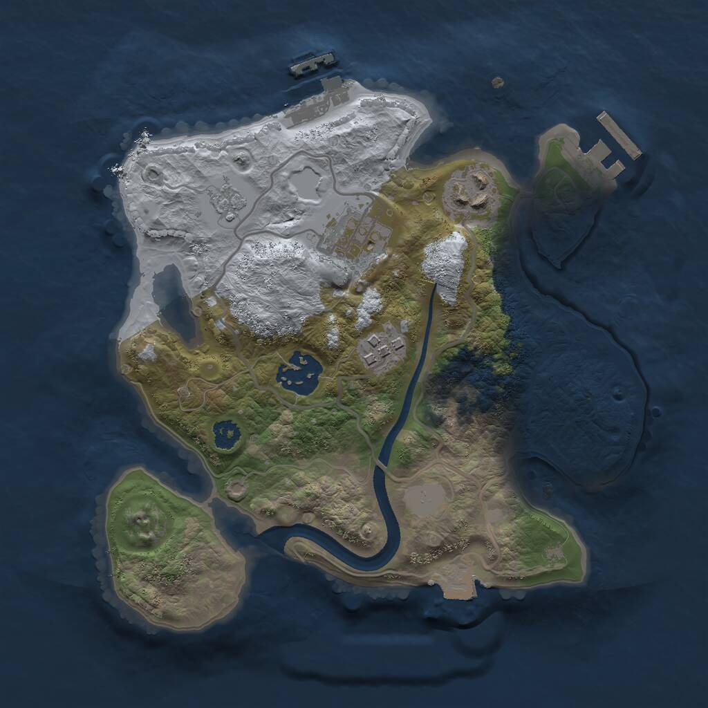 Rust Map: Procedural Map, Size: 2500, Seed: 541399821, 8 Monuments