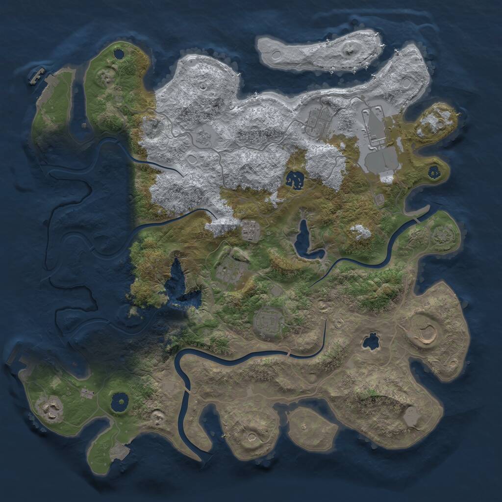 Rust Map: Procedural Map, Size: 4000, Seed: 288725293, 14 Monuments