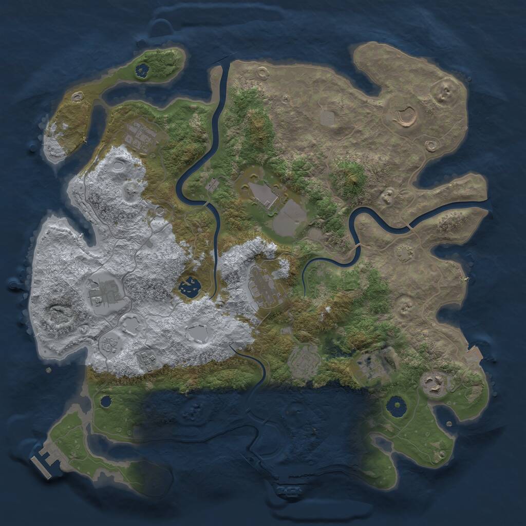 Rust Map: Procedural Map, Size: 3900, Seed: 6584821, 16 Monuments