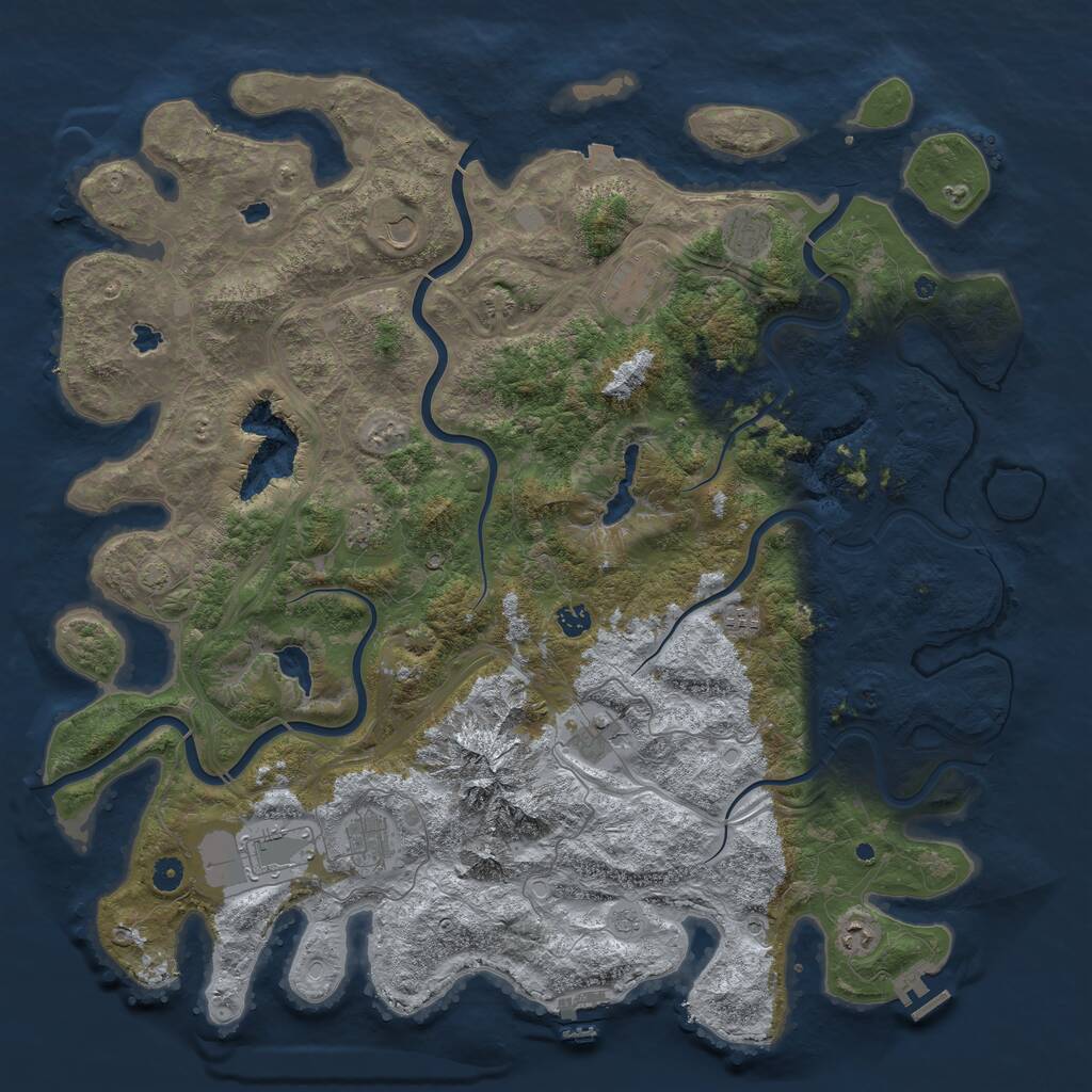 Rust Map: Procedural Map, Size: 5000, Seed: 198129, 16 Monuments