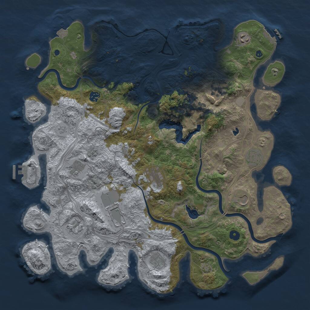 Rust Map: Procedural Map, Size: 4500, Seed: 511440173, 17 Monuments