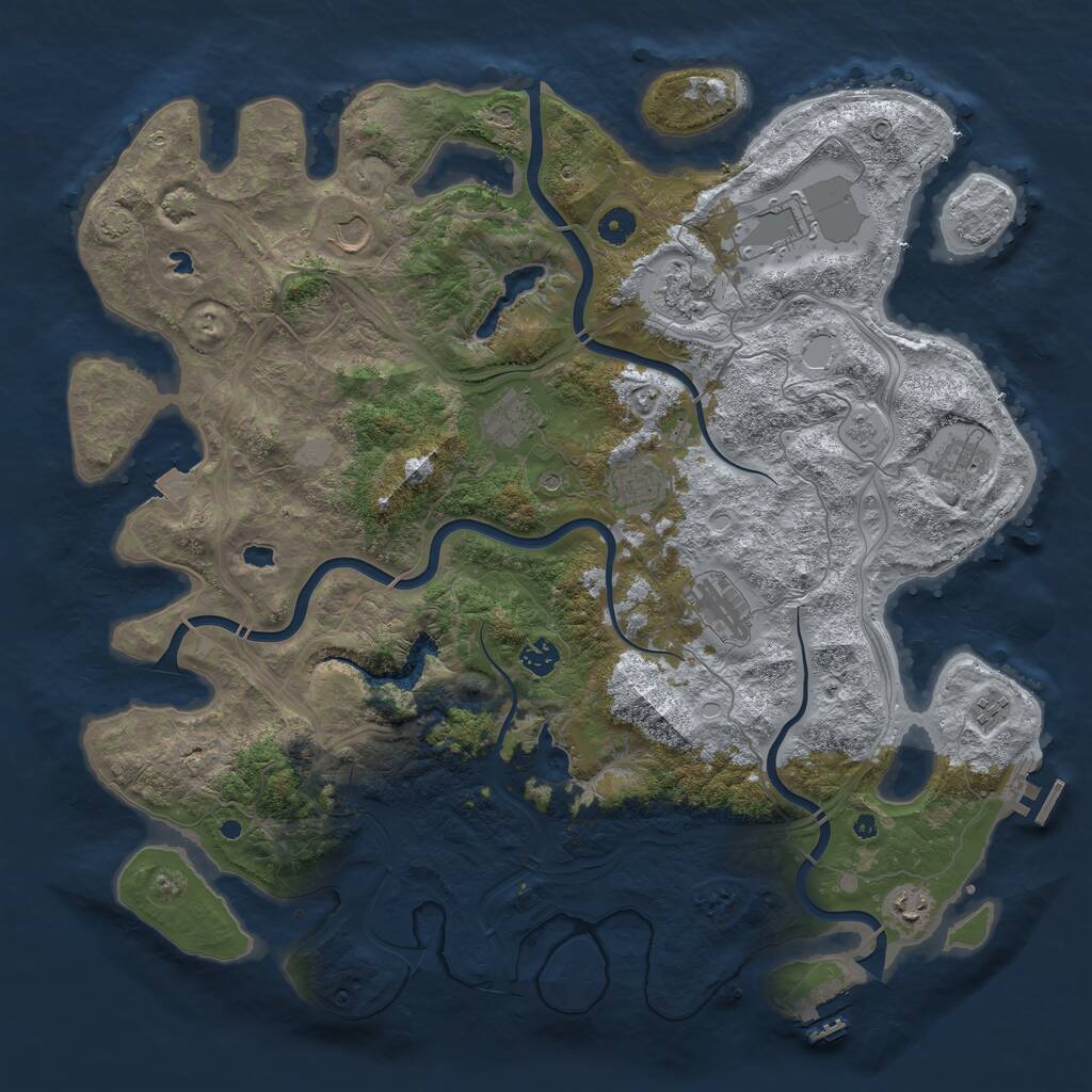 Rust Map: Procedural Map, Size: 4500, Seed: 432389642, 16 Monuments