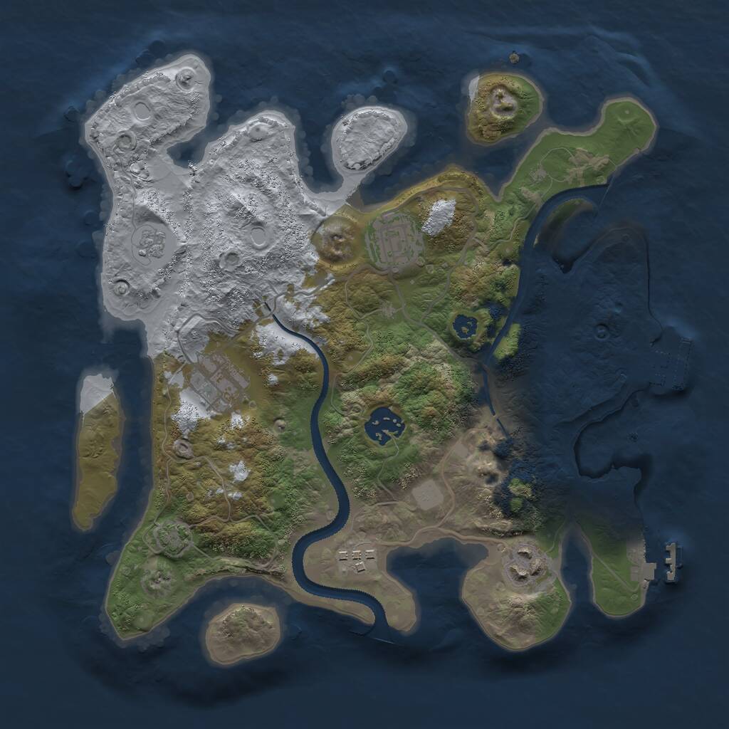 Rust Map: Procedural Map, Size: 3000, Seed: 2119937998, 10 Monuments