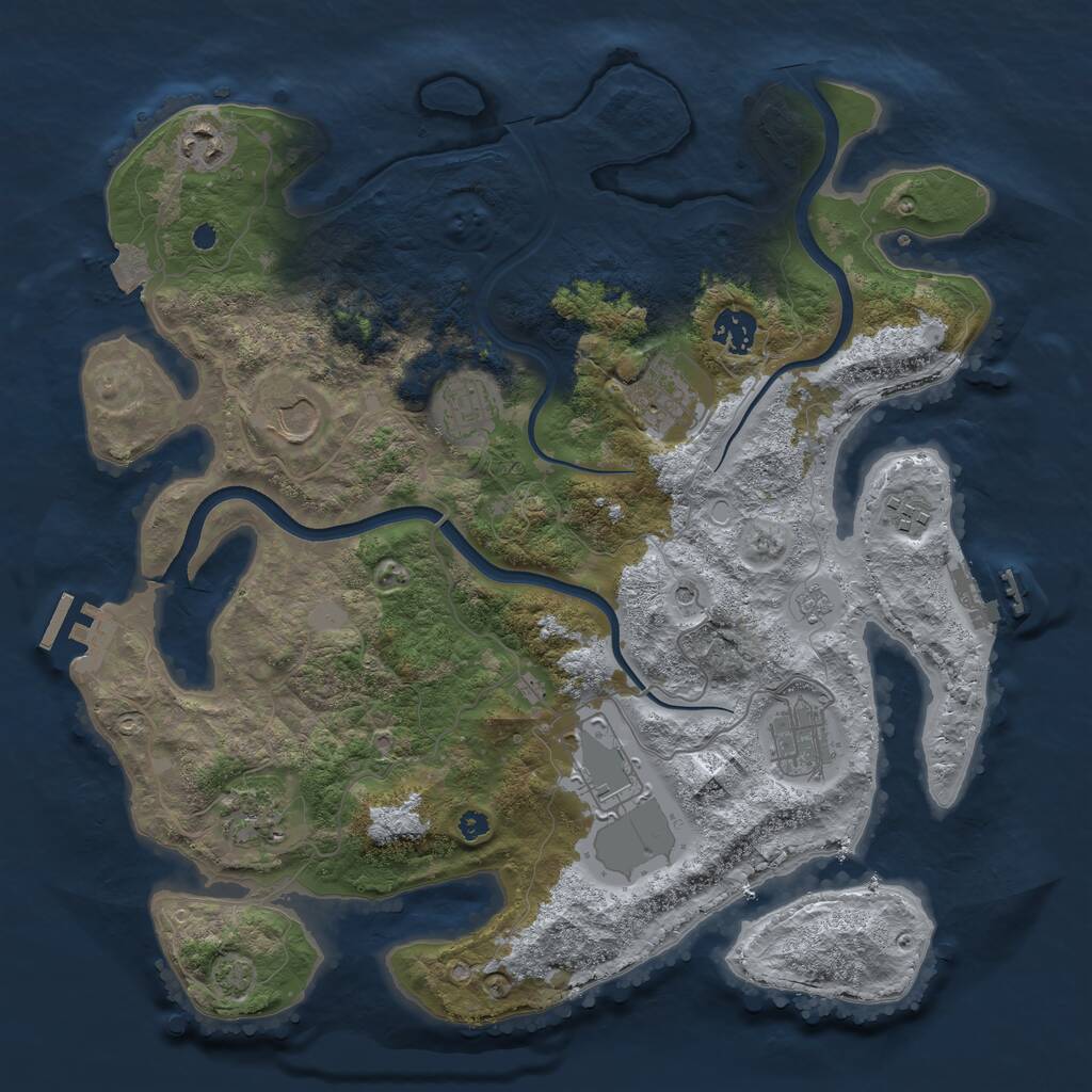 Rust Map: Procedural Map, Size: 3700, Seed: 841988, 15 Monuments