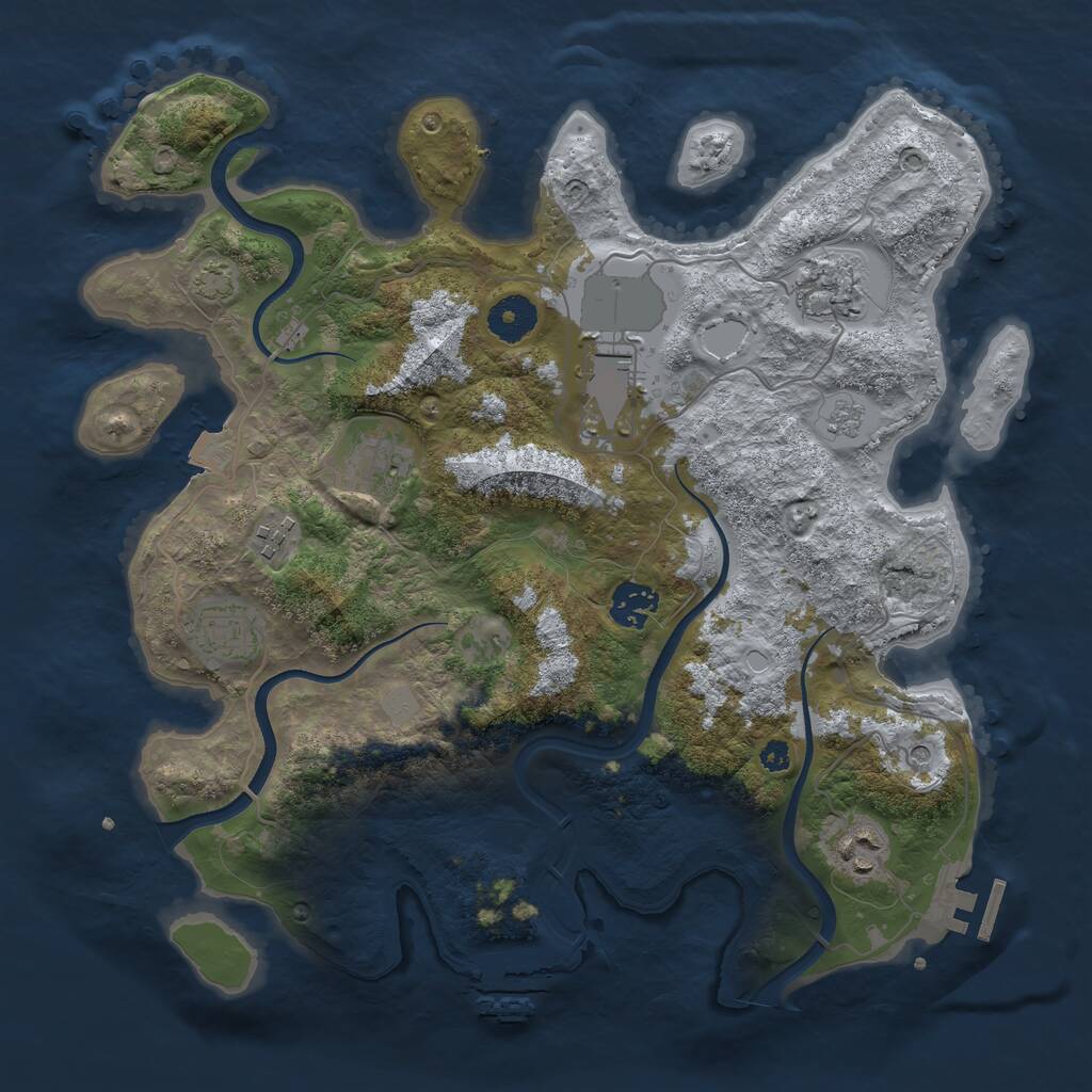 Rust Map: Procedural Map, Size: 3500, Seed: 517258016, 13 Monuments