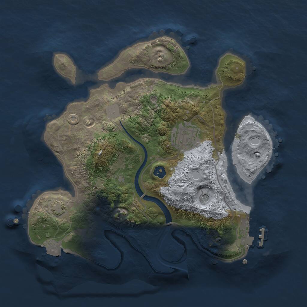 Rust Map: Procedural Map, Size: 2500, Seed: 2084081834, 5 Monuments