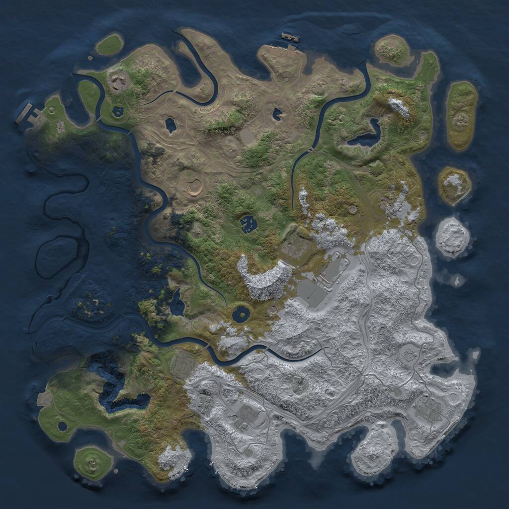 Rust Map: Procedural Map, Size: 4500, Seed: 720645251, 16 Monuments