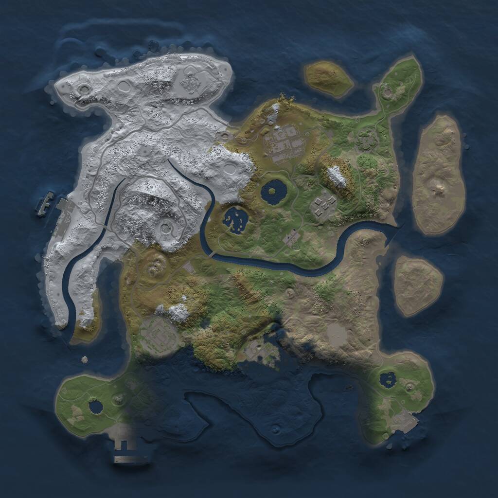 Rust Map: Procedural Map, Size: 3000, Seed: 1222369488, 11 Monuments