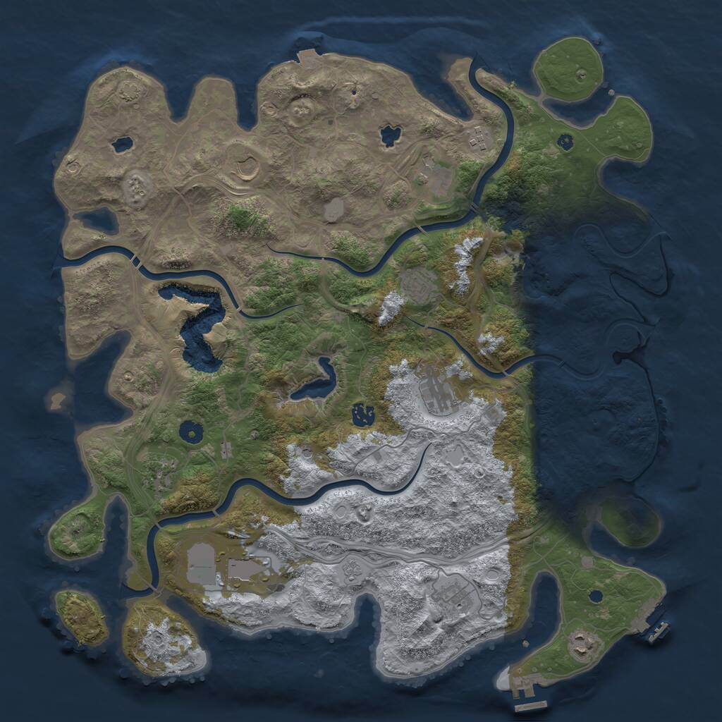 Rust Map: Procedural Map, Size: 4500, Seed: 115619649, 16 Monuments