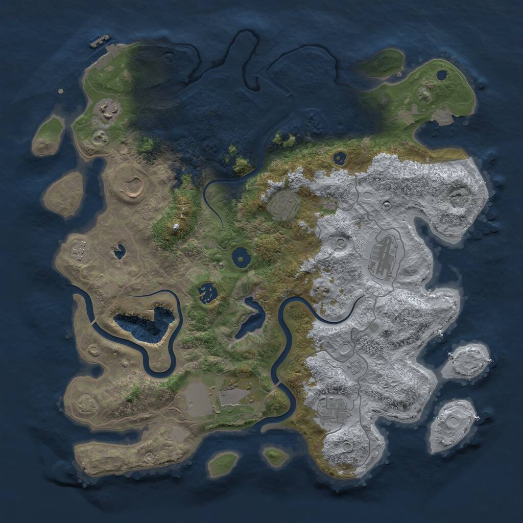 Rust Map: Procedural Map, Size: 4000, Seed: 52750233, 13 Monuments