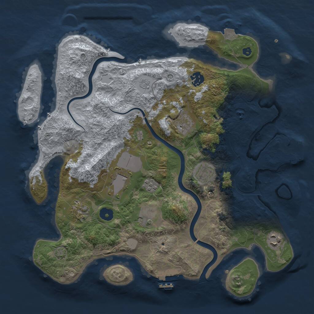 Rust Map: Procedural Map, Size: 3500, Seed: 1698714285, 14 Monuments