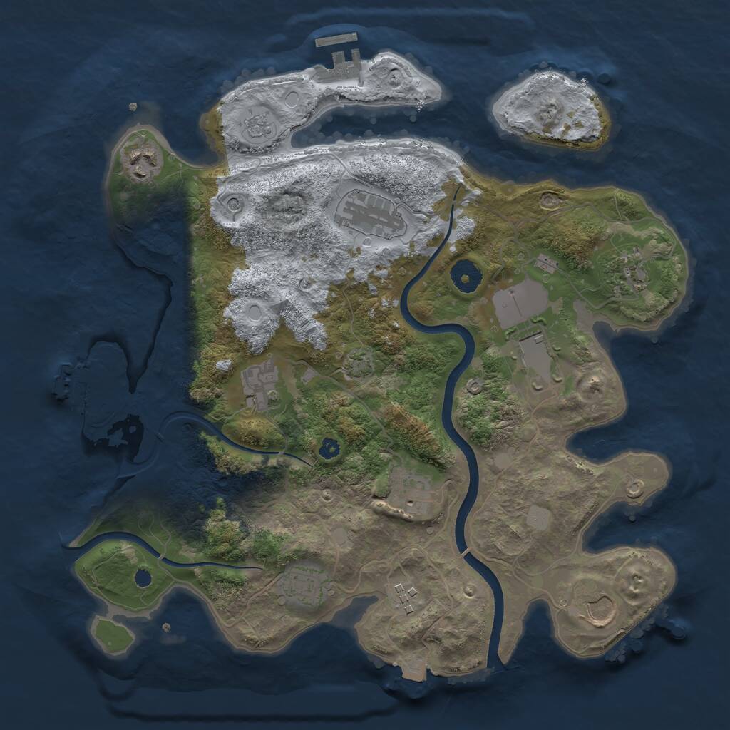 Rust Map: Procedural Map, Size: 3500, Seed: 474721536, 15 Monuments