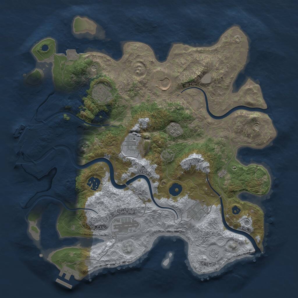 Rust Map: Procedural Map, Size: 3500, Seed: 2024189177, 13 Monuments