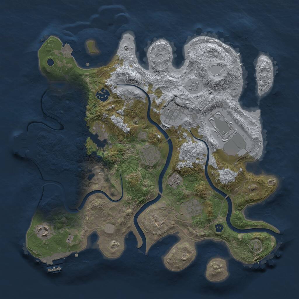 Rust Map: Procedural Map, Size: 3500, Seed: 55452, 14 Monuments