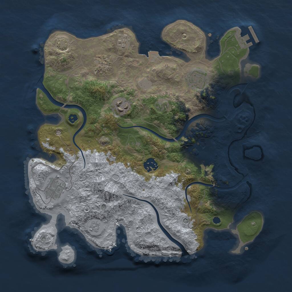 Rust Map: Procedural Map, Size: 3250, Seed: 677442499, 12 Monuments