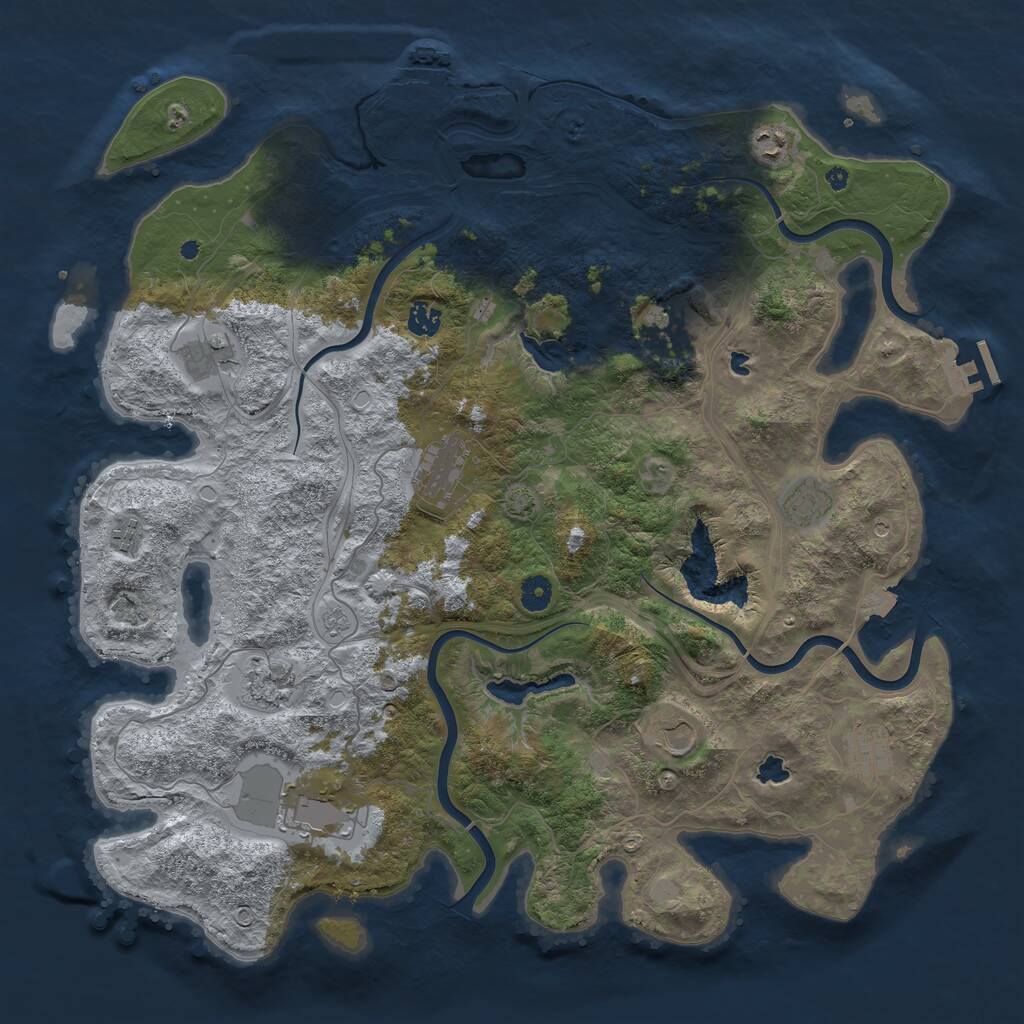 Rust Map: Procedural Map, Size: 4500, Seed: 994998390, 17 Monuments