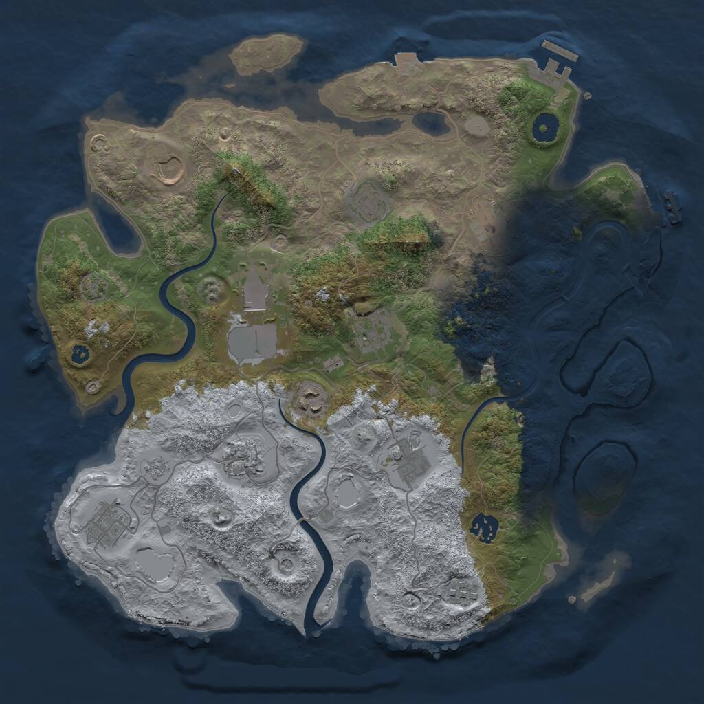 Rust Map: Procedural Map, Size: 3750, Seed: 549714, 17 Monuments