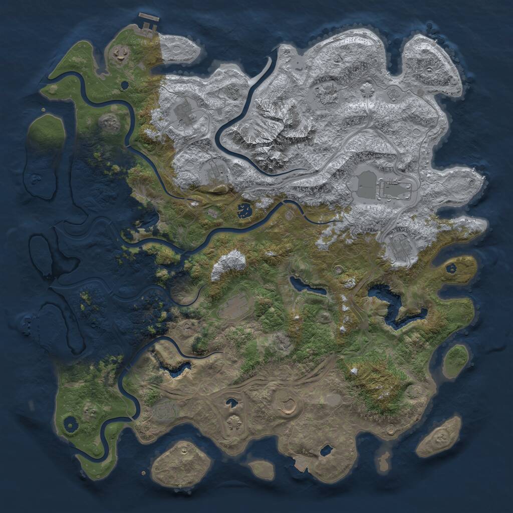 Rust Map: Procedural Map, Size: 5000, Seed: 1444631035, 17 Monuments
